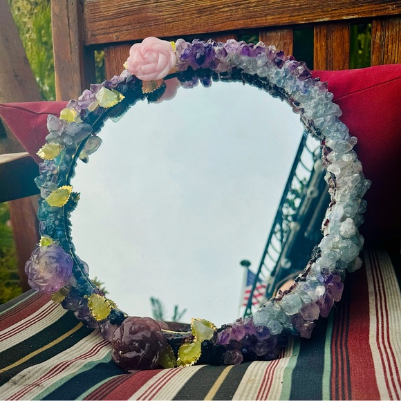 Aphrodite’s Garden Crystal Gemstone Adorned Mirror - Picture 6 of 8